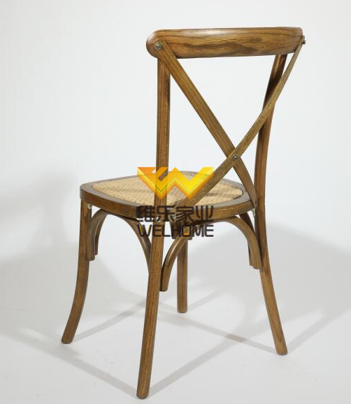 Vineland natural  oak wood bistro cross back chair x back chair for wedding/restaurant